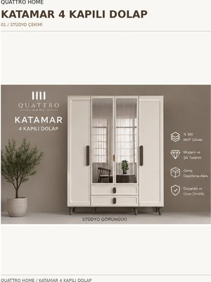 Quattro Home Katamar 4 Kapaklı Dolap