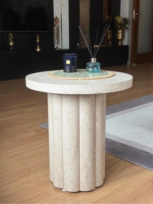 Marvielle Atina Traverten 50X50 H-52 cm - Yan Sehpa