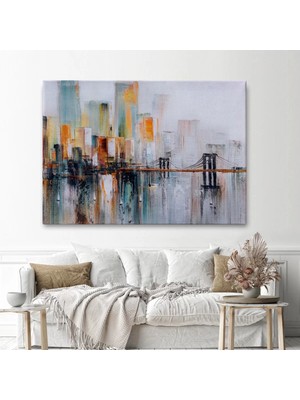 Cepahir Brooklyn Köprüsü New York Yağlıboya Görünüm Dekoratif TABLO-3744