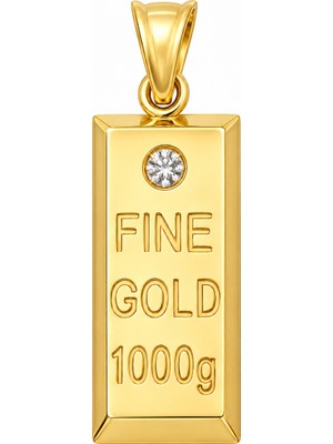 Fabrando 14 Ayar Külçe Model Altın Kolye Ucu Taşlı Ffnt-03 Fine Gold