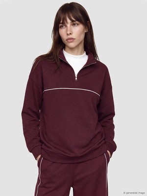 LC Waikiki Soft Touch Oversize Kadın Sweatshirt Tunik  (W6)