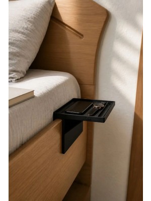Marvielle Yatak Kenarı Organizer Rafı - 30 mm Bazaya Uyumlu (Siyah) - Yan Sehpa
