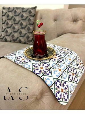 Marvielle Katlanabilir Ahşap Koltuk Kenarı Portatif Koltuk Tepsisi 25X45 cm - Yan Sehpa