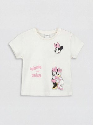 Lc Waikiki Yeni Sezon Ekru Minnie Mouse Baskılı Kız Bebek Tişört