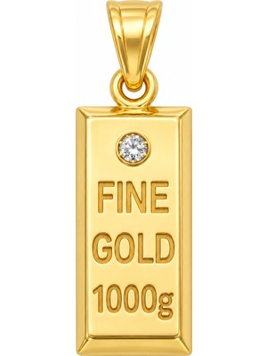 Fabrando 14 Ayar Külçe Model Altın Kolye Ucu Taşlı Ffnt-02 Fine Gold