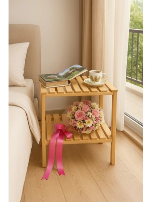 Marvielle Ahşap Sehpa Komidin 35X35X40 - Yan Sehpa