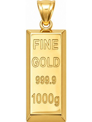 Fabrando 14 Ayar Külçe Model Altın Kolye Ucu Taşsız Ffn-05 Fine Gold