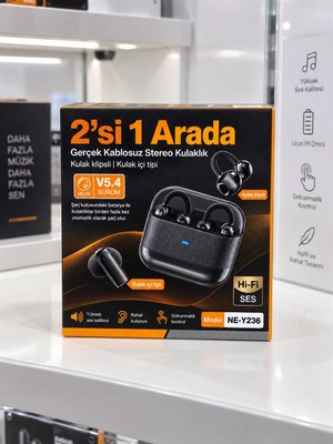 Astraltech 2’si 1 Arada Kablosuz Bluetooth Kulaklık 4 Kulaklıklı Klipsli ve Kulak Içi Tasarım Hi Fi Ses Dokunmatik Kontrol V5.4 Şarj Kutulu Siyah