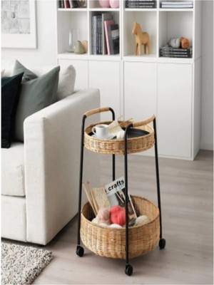 Marvielle Rattan-Antrasit Tekerlekli - Yan Sehpa