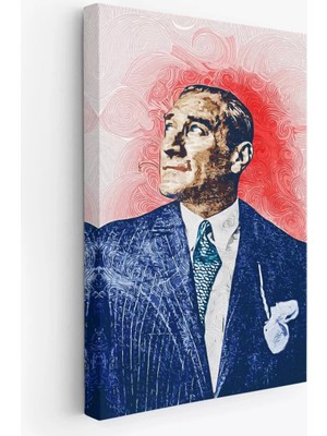 Cepahir Mustafa Kemal Atatürk'ün Yağlıboya Görünümlü Portre Çizimi Dekoratif Kanvas Tablo-Dd-81