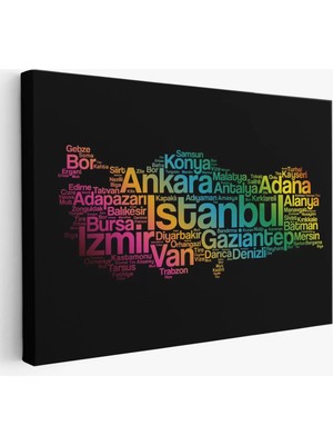 Cepahir Iller Isimli Siyah Zeminli Dekoratif Kanvas Tablo 1016