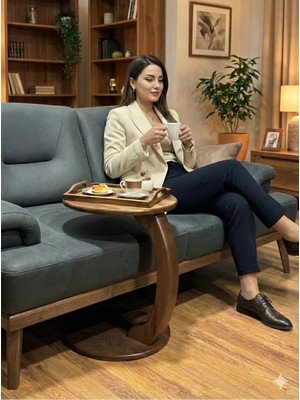 Marvielle Ceviz Ahşap Ufo Sehpa - Yan Sehpa