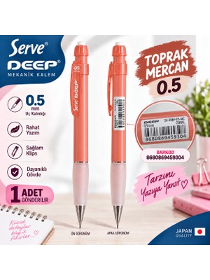 Serve Deep Toprak Serisi Versatil Mekanik Kalem 0.5 / 0.7 / 0.9 mm Renk Seçenekli 1 Adet