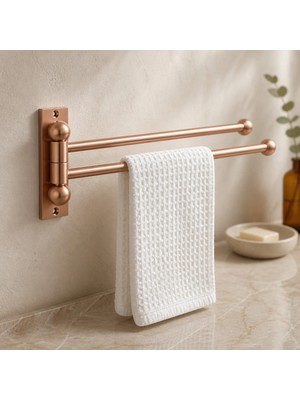 Marvielle Mat Bakır Havluluk Çiftli Asklılı Havluluk Hareketli Sistem Mat Bronz Banyo - Banyo Askısı