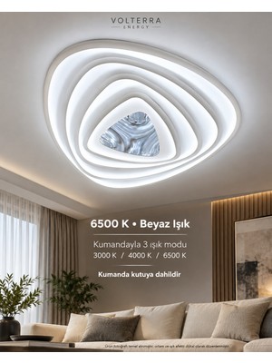 Sedef Kumandalı 3 Renkli LED Tavan Avizesi Cam Detaylı