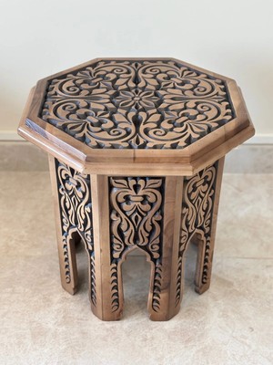 Marvielle El Oyma Ceviz Ahşap 44X44X46 cm Dekoratif - Yan Sehpa