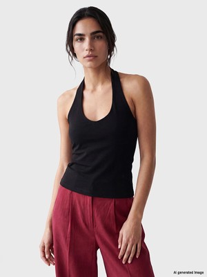 Lc Waikiki Yeni Sezon Siyah Halter Yaka Kadın Atlet