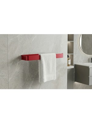 Marvielle Paslanmaz Çelik Yapışkanlı Havluluk Kırmızı - Banyo Askısı