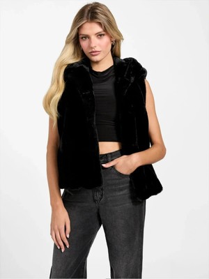 Guess Sophy Kapüşonlu Suni Kürk YELEK-W5BL99WDCH0