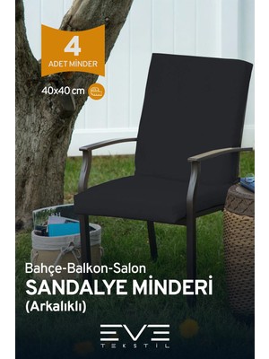 Marvielle Bahçe Salon Balkon Arkalıklı Fermuarlı Bağlanabilir Yıkanabilir Sandalye Mi - Sandalye Minderi