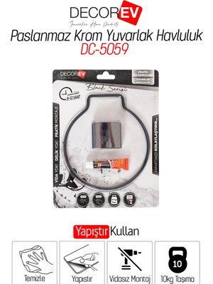 Marvielle Paslanmaz Krom Yuvarlak Havluluk - Banyo Askısı