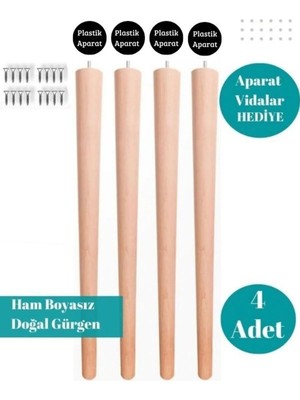 Marvielle 45 cm 4 Lük Ahşap Konik Ayak Sehpa - Yan Sehpa