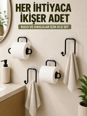 Marvielle Banyo Düzenleme Seti 2 Rulo Tutucu 2 Havlu Askılığı 4 Parça - Banyo Askısı