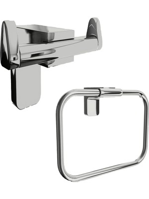 Marvielle Krom Yuvarlak Havluluk Bornoz Askılık 2 Li Set - Banyo Askısı