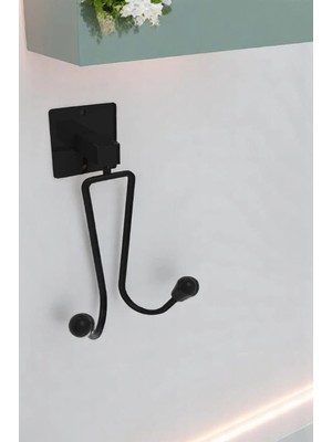 Marvielle Yapışkanlı Banyo Havlu Askılığı Düzenleyici Siyah - Banyo Askısı