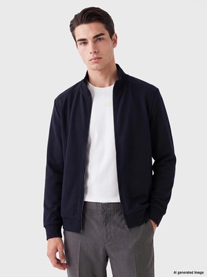 Lc Waikiki Yeni Sezon Lacivert Dik Yaka Erkek Fermuarlı Sweatshirt