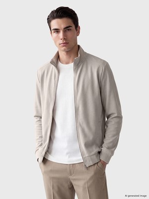 Lc Waikiki Yeni Sezon Bej Dik Yaka Erkek Fermuarlı Sweatshirt