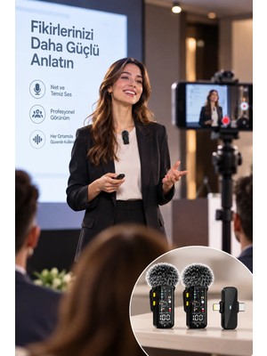Astraltech Çift Mikrofonlu 2.4g Kablosuz Yaka Mikrofonu Vlog Için Mikrofon