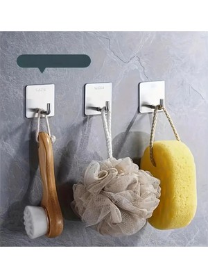 Marvielle Paslanmaz Çelik SUS304 Banyo Mutfak Duvar Askısı Kendinden Yapışkanlı 4 Ade - Banyo Askısı