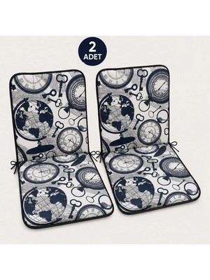 Marvielle 2 Adet Rattan Arkalıklı 4cm Lacivert - Sandalye Minderi