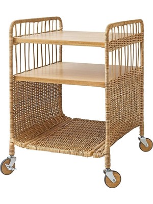 Marvielle Tekerlekli Rattan 37X53 cm - Yan Sehpa