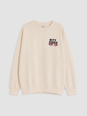 Lc Waikiki Yeni Sezon Bej Baskılı Erkek Çocuk Kalın Sweatshirt