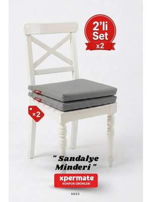 Marvielle 2'li 40X40 Bağcıklı Fermuarlı Yıkanabilir Su Itici Set - Sandalye Minderi