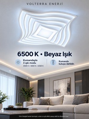 Sedef Kumandalı 3 Renkli Kare LED Avize – Kıvrımlı Tasarım