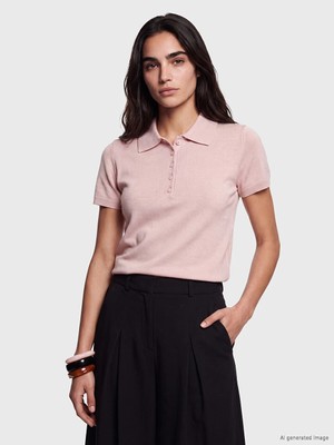 Lc Waikiki Yeni Sezon Pembe Polo Yaka Kadın Triko Kazak
