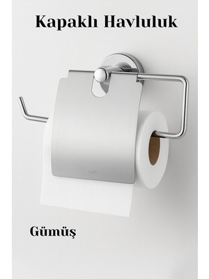 Marvielle Kapalı Kağıt Havluluk Krom Gümüş Metal Duvara Monte Banyo Mutfak 25 cm - Banyo Askısı