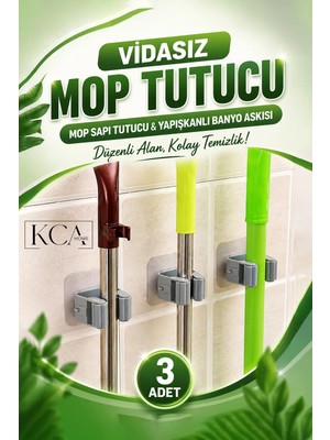 Marvielle Mop Sapı Tutucu, Yapışkanlı , Paspas Fırça Süpürge Düzenleyici - Banyo Askısı