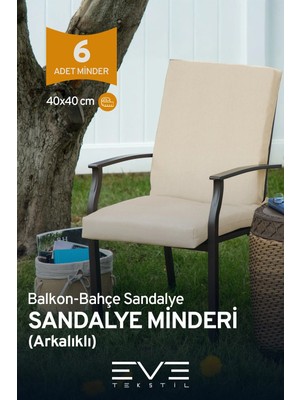 Marvielle Bahçe Salon Balkon Arkalıklı Fermuarlı 6 Adet - Sandalye Minderi