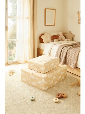 Ocean Home Textile 2'li Çocuk Odası Sevimli Balina Destekli Kutu Hurç Set 31 x 38 x 12 + 45 x 55 x 18 cm