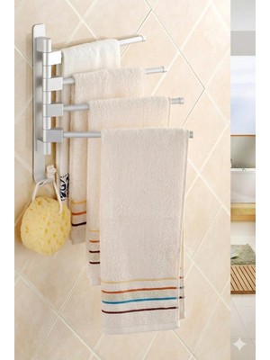 Marvielle 4 Kollu Yapışkanlı 180° Döner Banyo Havluluk - Banyo Askısı