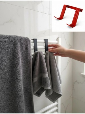 Marvielle 2li Askı Kırmızı Banyo Radyatör Havlu Kurutma Askısı - Banyo Askısı