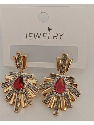 Ases Store Kırmızı Taşlı Küpe