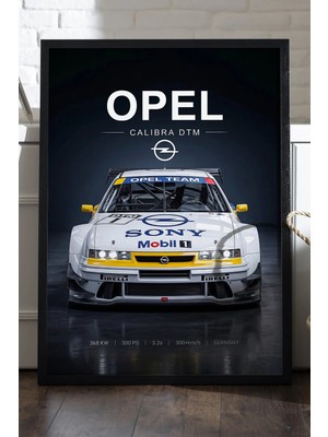 Duvarda Opel Calibra Siyah Ahşap Çerçeveli Poster, Dekoratif Araba Duvar Tablosu
