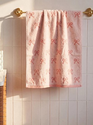 Lc Waikiki Yeni Sezon Pembe Fiyonk Desenli Pamuk Dokulu Yüz Havlusu 50X80 cm