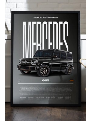 Duvarda Mercedes G65 Siyah Ahşap Çerçeveli Poster, Dekoratif Araba Duvar Tablosu