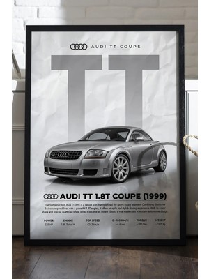 Duvarda Audi Tt Coupe Siyah Ahşap Çerçeveli Poster, Dekoratif Araba Duvar Tablosu